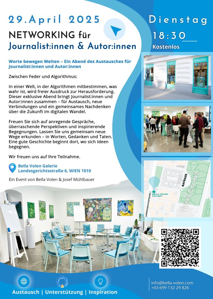 Networking für Journalisten und Autoren mit Mag Art Bella Volen und Josef Mühlbauer in Wien